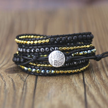 Harmony Black Lava Stone And Hematite Wrap Bracelet